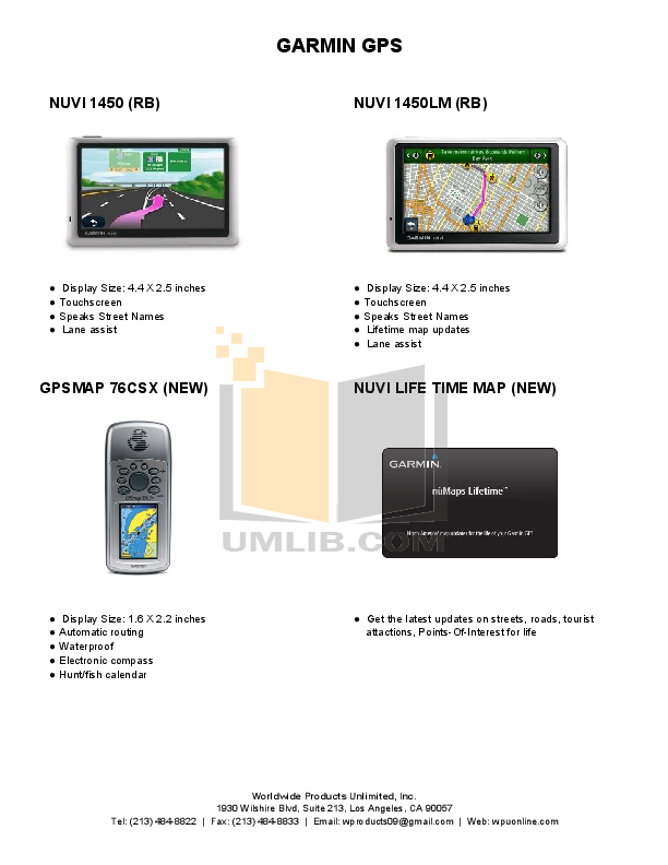 PDF manual for Garmin GPS Nuvi 1450